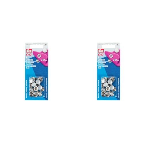 Prym 390122 Nachfüllpackung für 390117 Nähfrei Druckknopf Jersey, Messing, Perlkappe 12 mm, metal, Perle (Packung mit 2) von Prym