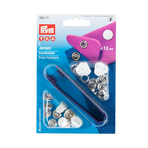 Prym 390171 Nähfrei-Druckknopf Jersey Glatte Kappe Messing 12 mm Weiß, Metal von Prym