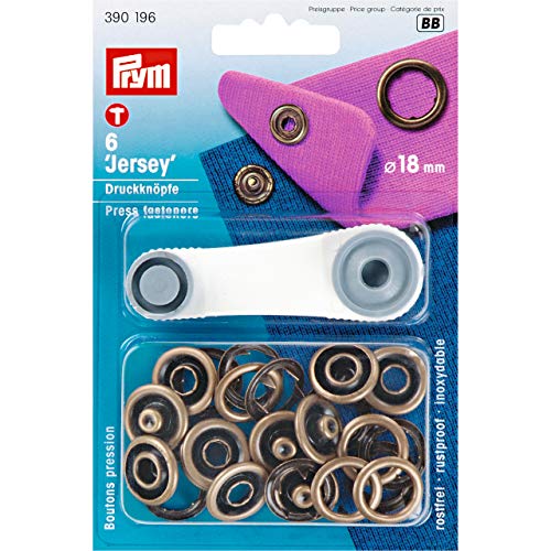 Prym 1 390196 Nähfrei-Druckknopf Jersey Messing 18 mm altmessing, Metal von Prym