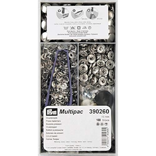 Prym Bottoni a pressione 'Anorak' 15 mm Argento Non-Sew Press Fasteners, Brass, Silber, silberfarbig, 100 Stück von Prym