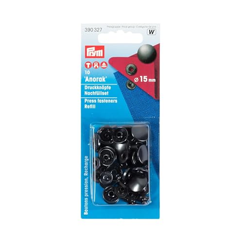 Prym 100263 390327 Nähfrei-Nachfüllp. für 390302 Nähfrei-Druckknopf Anorak Messing 15 mm brüniert von Prym