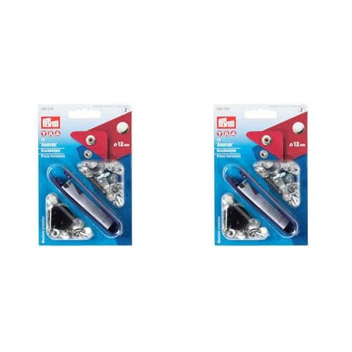 Prym 390330 Nähfrei-Druckknopf Anorak Messing 12 mm silberfarbig, Metal (Packung mit 2) von Prym