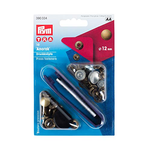 Prym 390334 Nähfrei-Druckknopf Anorak Messing 12 mm altmessing, Metal von Prym