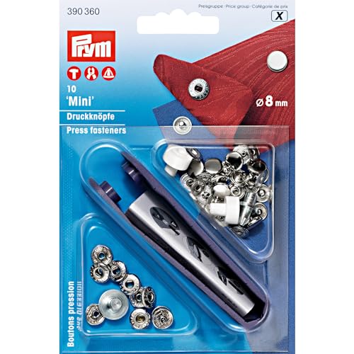 Prym 390360 Nähfrei-Druckknopf Mini Messing 8 mm silberfarbig, metal von Prym