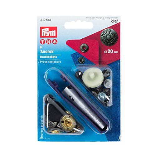 Prym 390513 Nähfrei-Druckknopf Anorak Fusion Messing 20 mm Altsilber, Metal von Prym