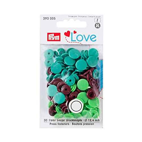 Prym 393005 Love Druckknopf Color KST 12,4 mm grün/hellgrün/braun, Polyester, 12.4 m von Prym