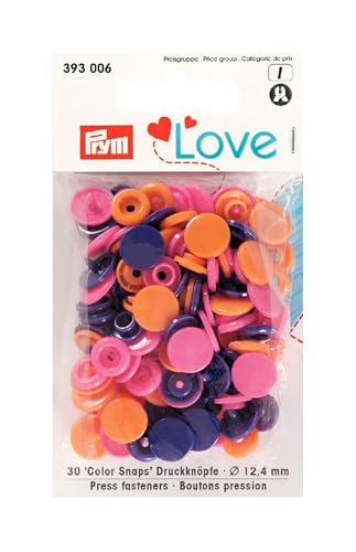 Prym 393006 Love Druckknopf Color KST 12,4 mm orange/pink/violett, Polyester, 12.4 mm von Prym