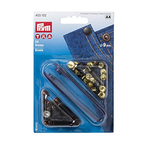 Prym 403102 Nieten Messing 9 mm altkupfer/brüniert, Metal von Prym