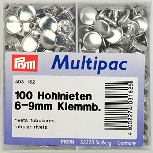Prym 403162 Hohlnieten, Silver, 6-9 mm, silberfarbig, 100 Stück Prym 403162 Hohlnieten, Silver, 6-9 mm, silberfarbig, 100 Stück von Prym