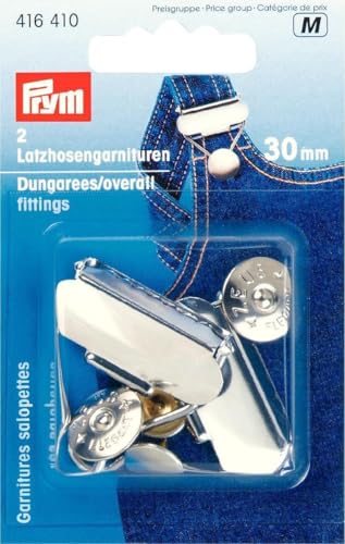 Prym 416410 ST 30 mm silberfarbig Latzhosengarnituren, Metall, Silber, Einheits Größe, 2 Prym 416410 ST 30 mm silberfarbig Latzhosengarnituren, Metall, Silber, Einheits Größe, 2 von Prym