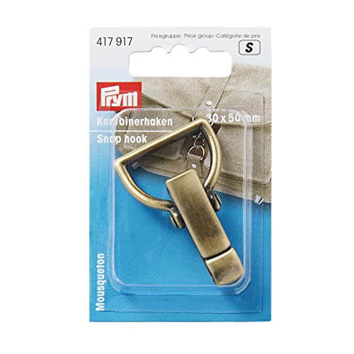 Prym 417917 Karabinerhaken 30 mm altmessing gebürstet, Messing, Gold von Prym