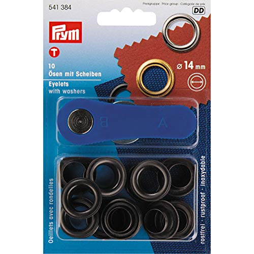 Prym 541384 Ösen und Scheiben Messing 14,0 mm brüniert, Metal, 14 mm von Prym