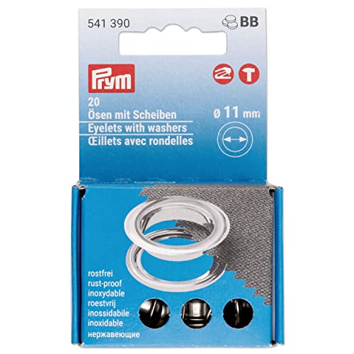 Prym 541390 Ösen mit Scheiben, ø11mm, siberfarbig, 20 Stück für Vario Creative Tool, Silber, Silberfarbig von Prym