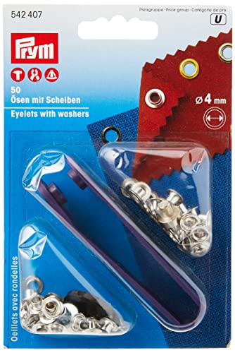 Prym 542407 Ösen und Scheiben Messing 4,0 mm silberfarbig von Prym