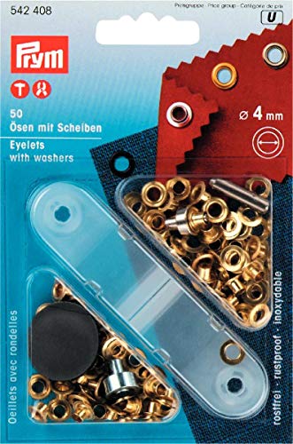 Prym 542408 Ösen und Scheiben Messing 4,0 mm goldfarbig, metal, 4 mm von Prym