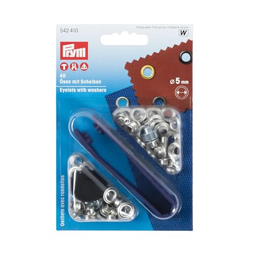 Prym 542410 Ösen und Scheiben 5,0 mm, Messing silberfarbig von Prym