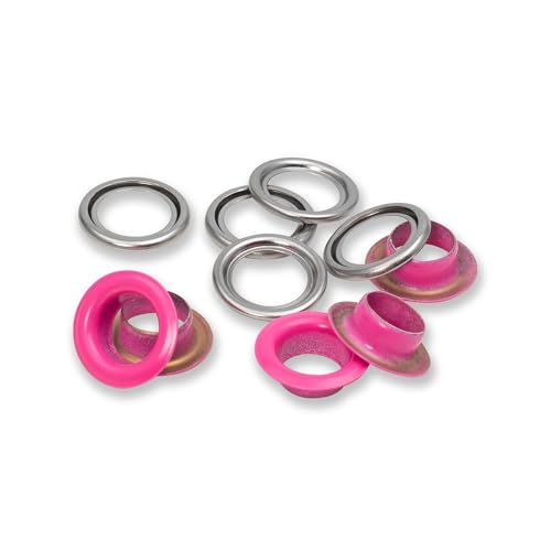 Prym 542549 542542 Ösen mit Scheiben, rot/silberfarbig, vearbeitbar mit dem Vario Creative Tool, pink, Ø 11 mm, 20 Anzahl Prym 542549 542542 Ösen mit Scheiben, rot/silberfarbig, vearbeitbar mit dem Vario Creative Tool, pink, Ø 11 mm, 20 Anzahl von Prym