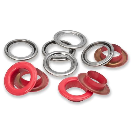 Prym 542562, rot 542542 Ösen mit Scheiben, 11 mm, silberfarbig, vearbeitbar mit dem Vario Creative Tool, Ø 14 mm, 15 Anzahl Prym 542562, rot 542542 Ösen mit Scheiben, 11 mm, silberfarbig, vearbeitbar mit dem Vario Creative Tool, Ø 14 mm, 15 Anzahl von Prym