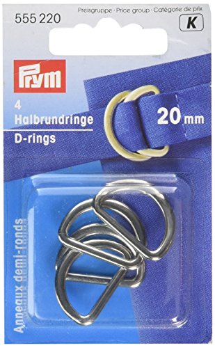 Prym 555220 Halbrundringe 20 mm silberfarbig, Zinc, Silber, 4 Stück von Prym