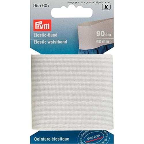 Prym 955607 Elastic-Bund 60 mm weiß, Polyester: 70%, White, One Size von Prym