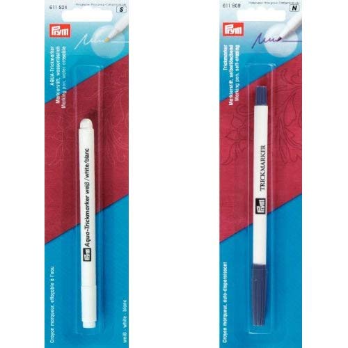 Prym 611824 AQUA-Trickmarker weiß - Markierstift für dunkle Stoffe, wasserlöslich & Trick-Marker (selbstlöschend), violett von Prym