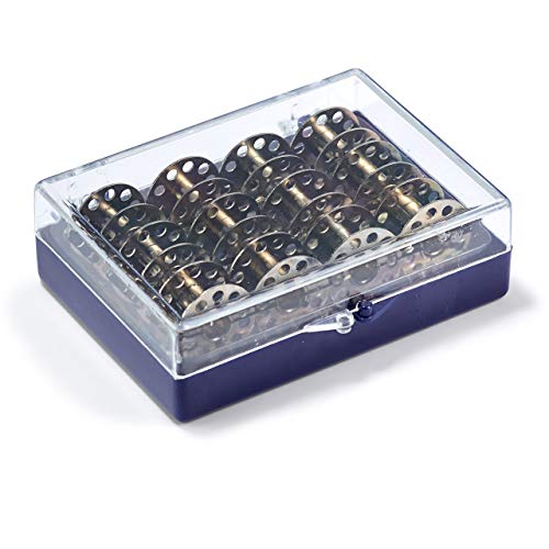 Prym 611985 Spulendose mit 12 CB-Metallspulen, Violett, Transparent, 19mm von Prym