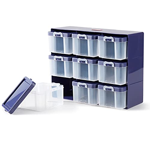 Prym 612399 Sortierkasten mit 9 Boxen, Organizer für kleinteiliges Nähzubehör, pflaumeblau/transparent, 27 x 12 x 21cm von Prym