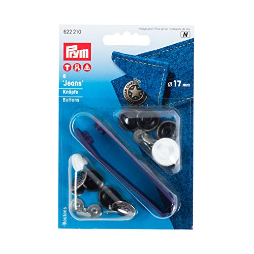 PRYM 622210 Nähfrei-Jeans-Knöpfe American Star Messing 17 mm altsilber von Prym