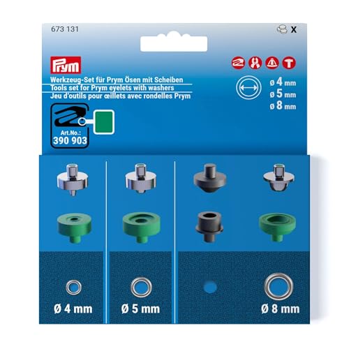 Prym 673131 Werkzeug-Set für Ösen mit Scheiben, 4 mm / 5 mm / 8 mm – Ösenwerkzeug kompatibel Vario Creative Tool | Ideal für Textilien, Leder, Bastelarbeiten Prym 673131 Werkzeug-Set für Ösen mit Scheiben, 4 mm / 5 mm / 8 mm – Ösenwerkzeug kompatibel Vario Creative Tool | Ideal für Textilien, Leder, Bastelarbeiten von Prym