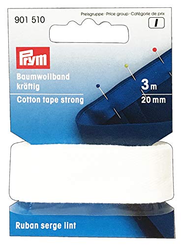 Prym 901510 Baumwollband kräftig 20 mm weiß, 100% CO von Prym