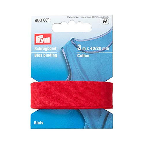 Prym 903071 Schrägband Baumwolle, rot, 100% CO, 20 mm Falzung: 40/20 mm | 3 m Prym 903071 Schrägband Baumwolle, rot, 100% CO, 20 mm Falzung: 40/20 mm | 3 m von Prym