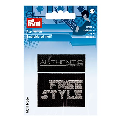 Prym 922011 Applikation Label AUTHENTIC/FREE schwarz von Prym