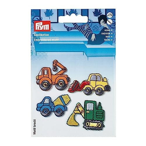 Prym Applique, Trucks & Tractors, 4 pc Applikationen, Stickerei, Mehrfarbig, Pack of 4, 4 von Prym