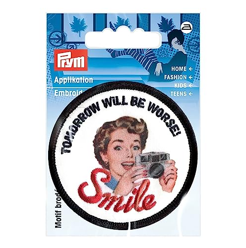 Prym 926079 Applikation Retro SMILE weiß/schwarz/rot von Prym