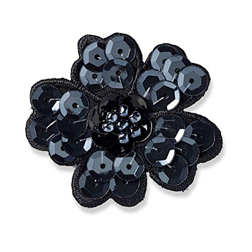 Prym 926182 Applikation Paillettenblume schwarz von Prym