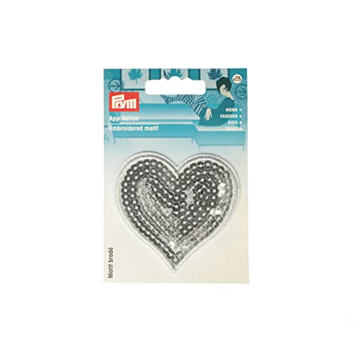 Prym 926682 Applikation Herz mit Pailletten silber von Prym