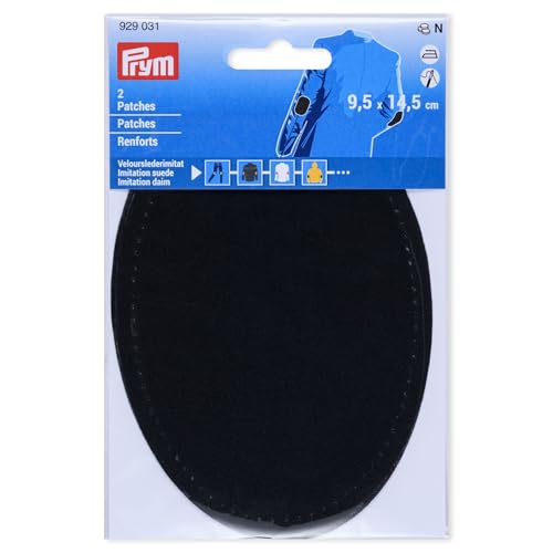 Prym 929031 Patches Velourslederimitat, aufbügelbar, 9,5 x 14,5 cm, schwarz von Prym