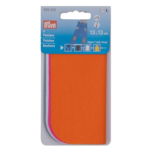 Prym 929222 Patches Köper, Reparaturpatch, 13 x 13 cm, orange, pink, weiß, blau von Prym