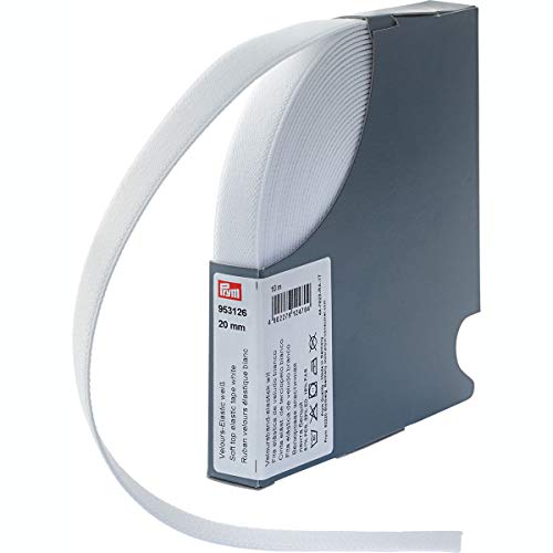 Prym 953126 Velour-Elastic 20 mm weiß, 51% PES 33% ED 16% PA von Prym
