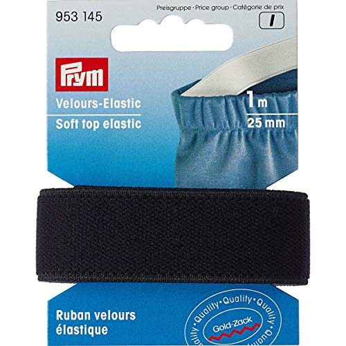 Prym 953145 Velour-Elastic 25 mm schwarz, 51% PES 33% ED 16% PA von Prym