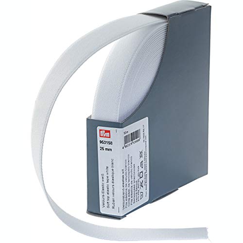 Prym 953158 Velour-Elastic 25 mm weiß, 51% PES 33% ED 16% PA von Prym