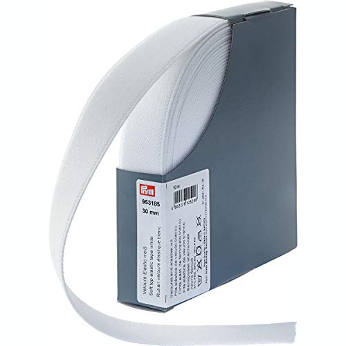 Prym 953185 Velour-Elastic 30 mm weiß, 51% PES 33% ED 16% PA von Prym