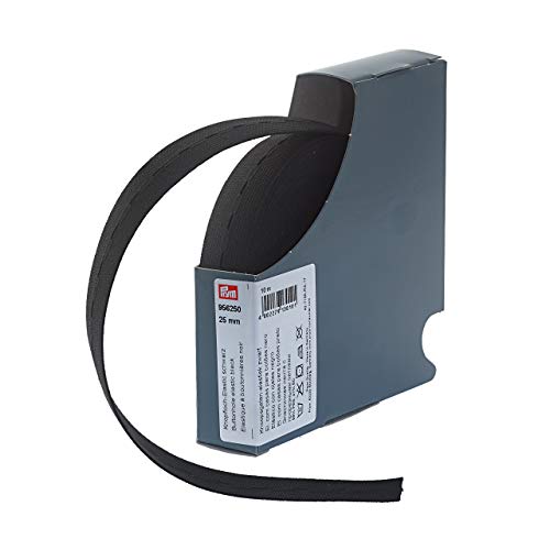 Prym 956250 Knopfloch-Elastic gewirktes Band 25 mm schwarz, 59% PES 41% ED von Prym