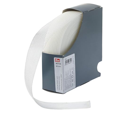 Prym 957145 Kräusel-Elastic 40 mm weiß, 53% PA 27% PES 20% EL von Prym