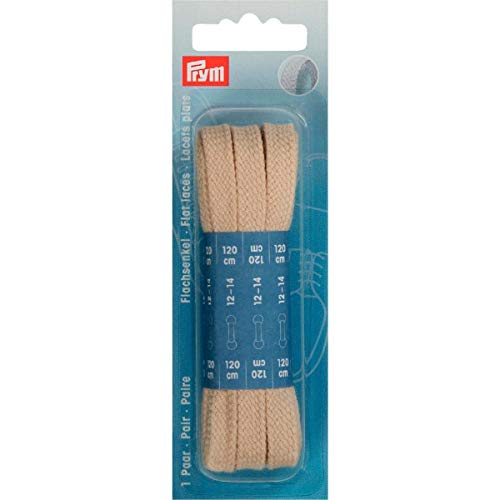Prym 974732 Flachsenkel 8 x 1200 mm beige, Baumwolle, 120 cm x 8 mm, 2 Stück Prym 974732 Flachsenkel 8 x 1200 mm beige, Baumwolle, 120 cm x 8 mm, 2 Stück von Prym