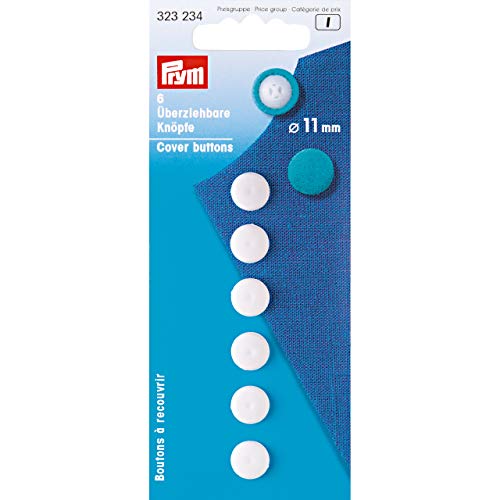 Prym Cover Buttons, Plastic, weiß, 11 mm von Prym