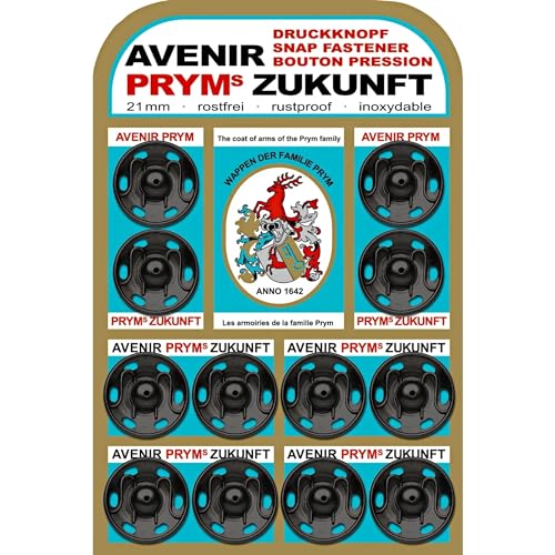Prym Annäh-Druckknöpfe, Brass, schwarz, 21 mm von Prym