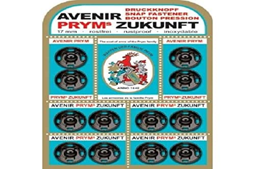 Prym 341135 Annäh-Druckknöpfe, Messing, 17 mm, schwarz Sew-On Snap Fasteners, 100% von Prym