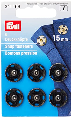 Prym Annäh Druckknopf, Brass, schwarz, 15 mm, 6 Prym Annäh Druckknopf, Brass, schwarz, 15 mm, 6 von Prym
