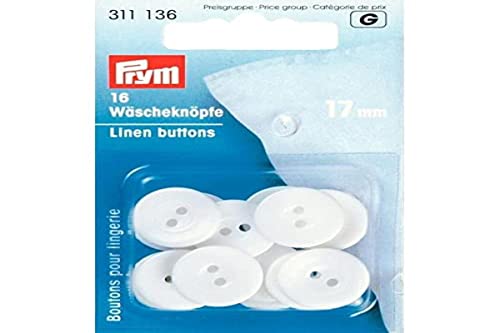 Prym Buttons, Plastic, weiß, 26'' 17 mm von Prym